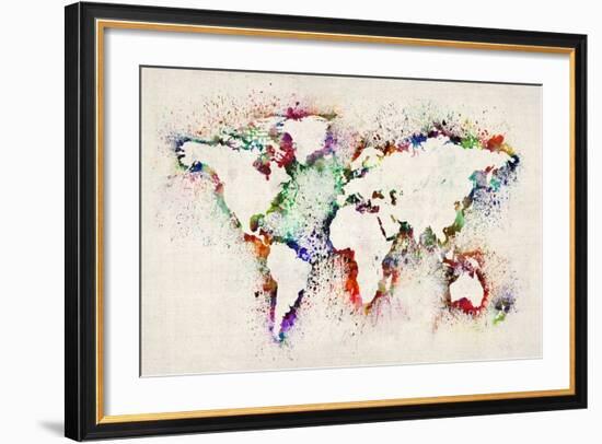 Map of the World Paint Splashes-Michael Tompsett-Framed Art Print