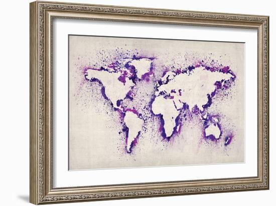 Map of the World Paint Splashes-Michael Tompsett-Framed Art Print