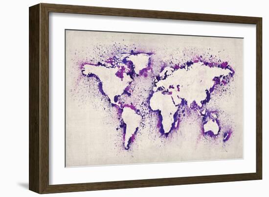 Map of the World Paint Splashes-Michael Tompsett-Framed Art Print