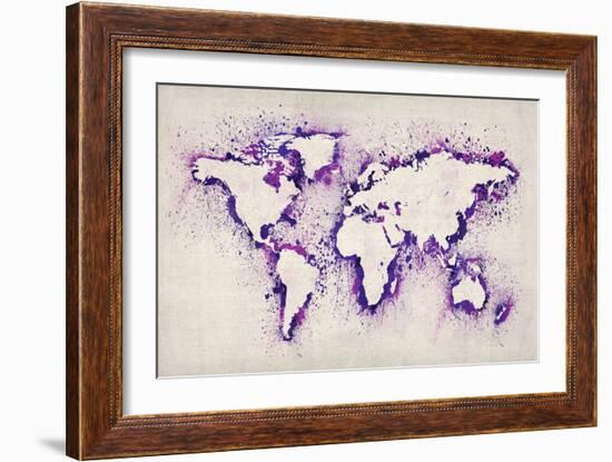 Map of the World Paint Splashes-Michael Tompsett-Framed Art Print