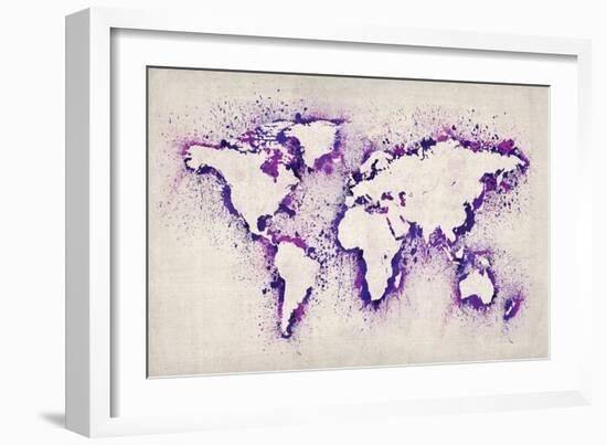 Map of the World Paint Splashes-Michael Tompsett-Framed Art Print