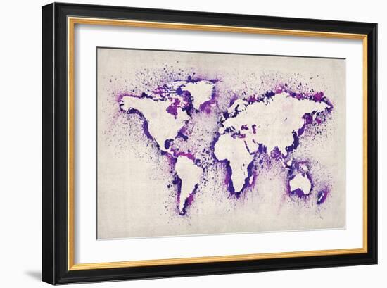 Map of the World Paint Splashes-Michael Tompsett-Framed Art Print