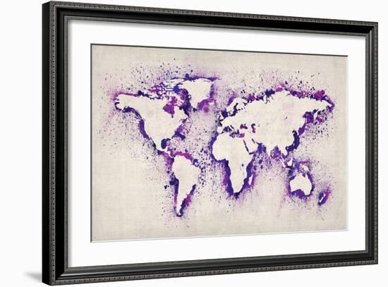 Map of the World Paint Splashes-Michael Tompsett-Framed Art Print