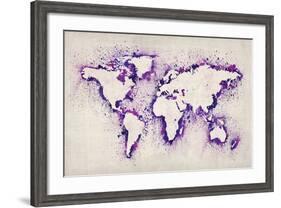 Map of the World Paint Splashes-Michael Tompsett-Framed Art Print
