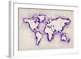 Map of the World Paint Splashes-Michael Tompsett-Framed Art Print