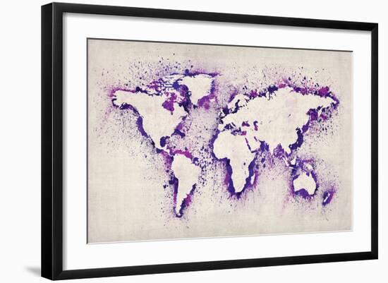 Map of the World Paint Splashes-Michael Tompsett-Framed Art Print