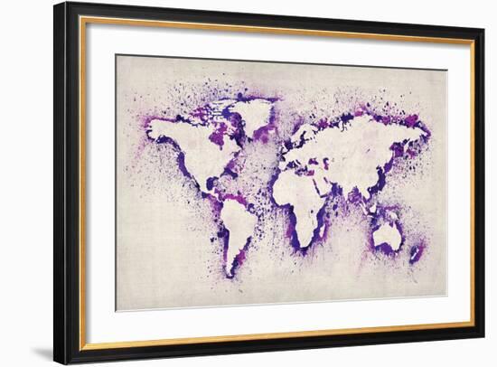 Map of the World Paint Splashes-Michael Tompsett-Framed Art Print