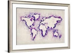 Map of the World Paint Splashes-Michael Tompsett-Framed Art Print