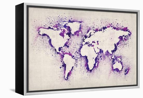 Map of the World Paint Splashes-Michael Tompsett-Framed Stretched Canvas