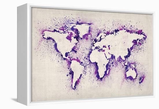 Map of the World Paint Splashes-Michael Tompsett-Framed Stretched Canvas