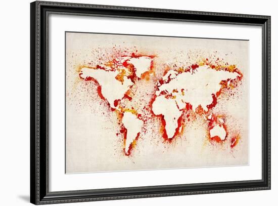 Map of the World Paint Splashes-Michael Tompsett-Framed Art Print