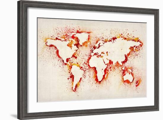 Map of the World Paint Splashes-Michael Tompsett-Framed Art Print