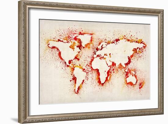 Map of the World Paint Splashes-Michael Tompsett-Framed Art Print