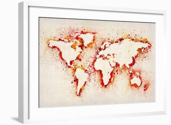 Map of the World Paint Splashes-Michael Tompsett-Framed Art Print