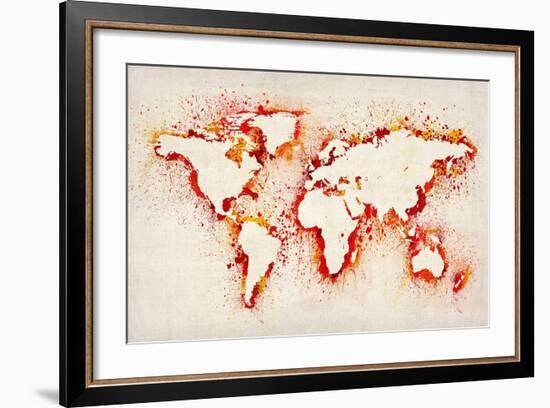 Map of the World Paint Splashes-Michael Tompsett-Framed Art Print