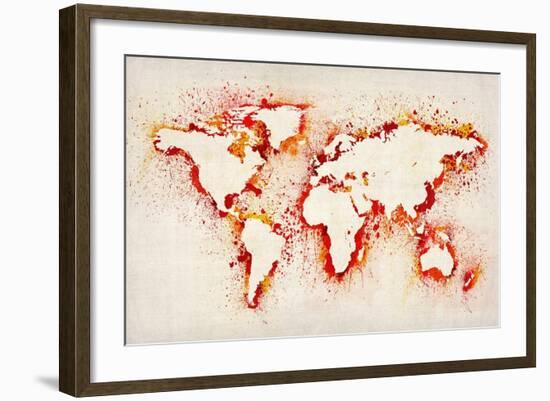 Map of the World Paint Splashes-Michael Tompsett-Framed Art Print