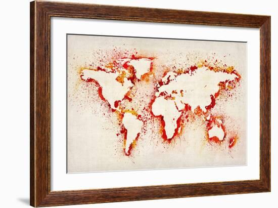 Map of the World Paint Splashes-Michael Tompsett-Framed Art Print