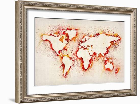 Map of the World Paint Splashes-Michael Tompsett-Framed Art Print