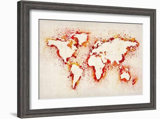 Map of the World Paint Splashes-Michael Tompsett-Framed Art Print