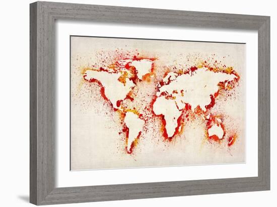 Map of the World Paint Splashes-Michael Tompsett-Framed Art Print