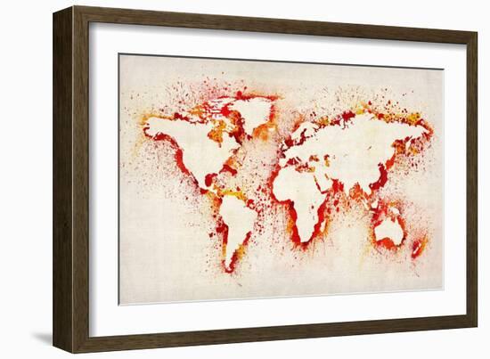 Map of the World Paint Splashes-Michael Tompsett-Framed Art Print