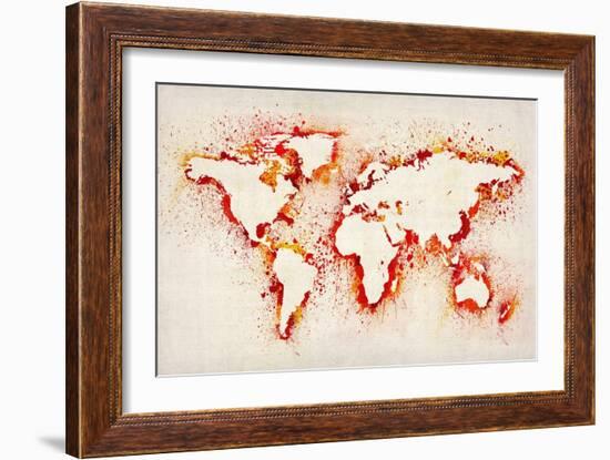 Map of the World Paint Splashes-Michael Tompsett-Framed Art Print