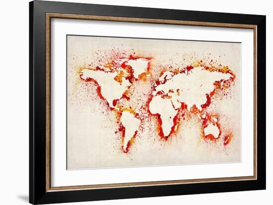 Map of the World Paint Splashes-Michael Tompsett-Framed Art Print