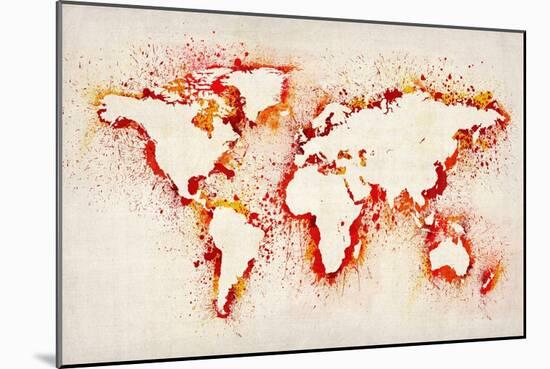 Map of the World Paint Splashes-Michael Tompsett-Mounted Art Print