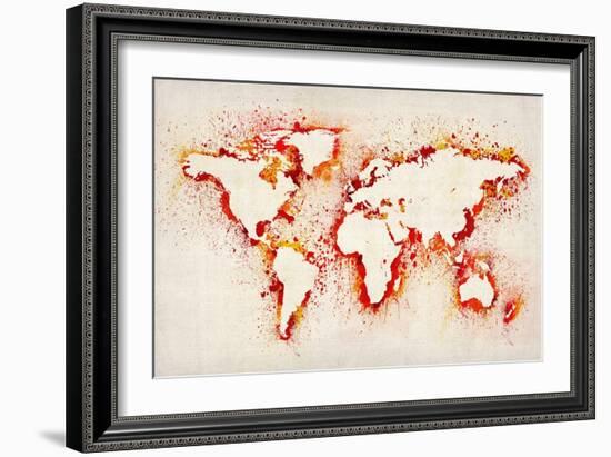 Map of the World Paint Splashes-Michael Tompsett-Framed Art Print