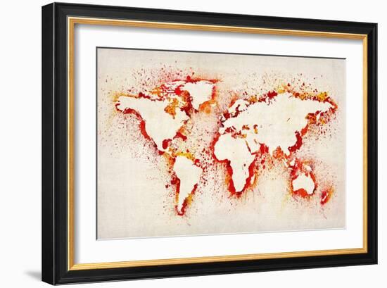 Map of the World Paint Splashes-Michael Tompsett-Framed Art Print