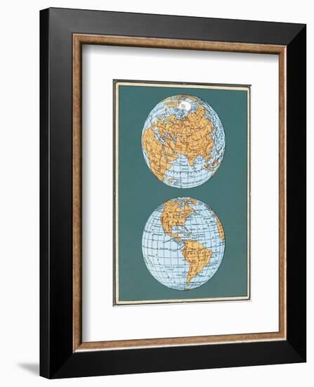Map of the World’s Hemispheres, two views-null-Framed Art Print