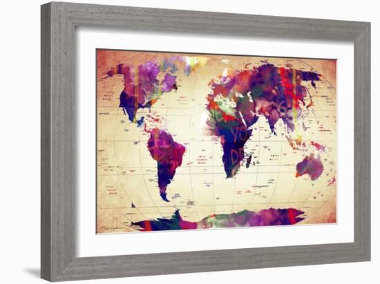 Map of the World Vintage-Mark Ashkenazi-Framed Giclee Print