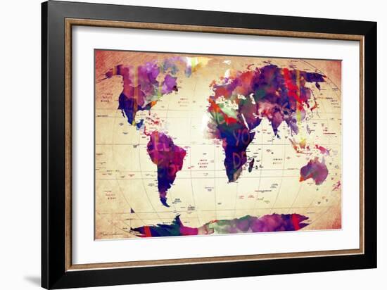 Map of the World Vintage-Mark Ashkenazi-Framed Giclee Print