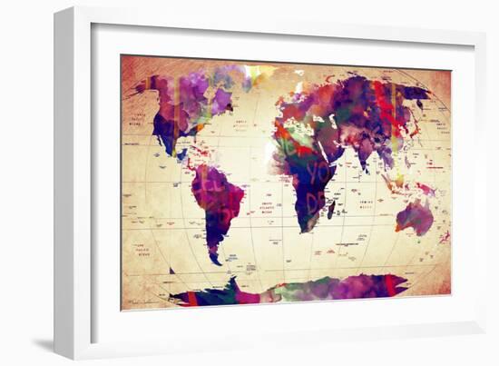 Map of the World Vintage-Mark Ashkenazi-Framed Giclee Print