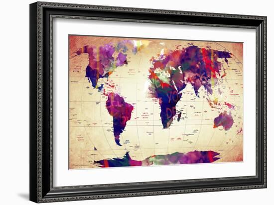 Map of the World Vintage-Mark Ashkenazi-Framed Giclee Print