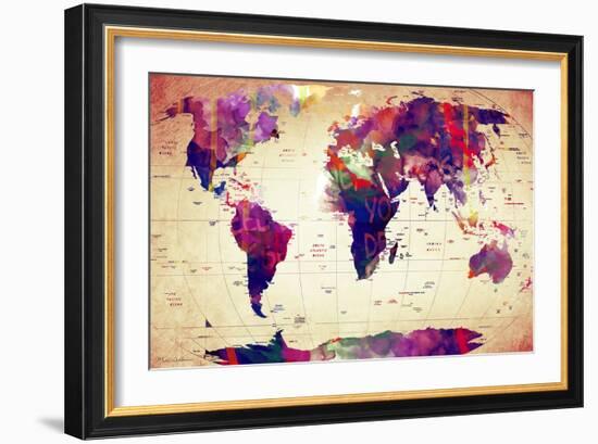 Map of the World Vintage-Mark Ashkenazi-Framed Giclee Print