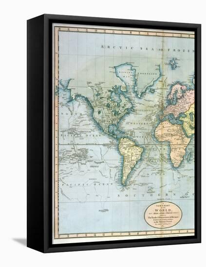 Map of the World: Western Half of "A New Chart of the World, on Mercator's Projection, Exhibiting…-null-Framed Premier Image Canvas