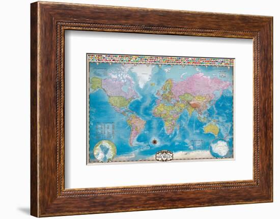 Map of the World with Flags-null-Framed Art Print