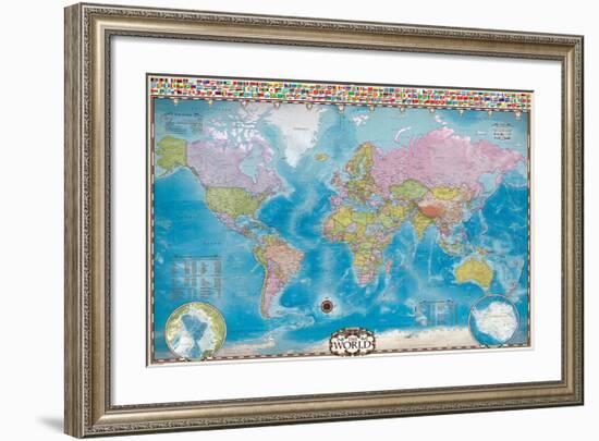 Map of the World with Flags-null-Framed Art Print