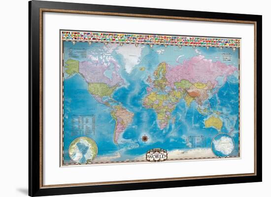 Map of the World with Flags-null-Framed Art Print