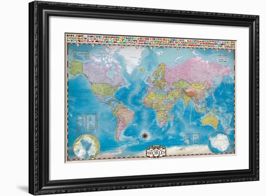 Map of the World with Flags-null-Framed Art Print