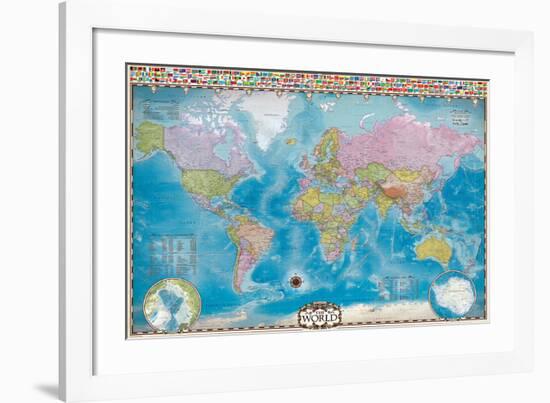 Map of the World with Flags-null-Framed Art Print