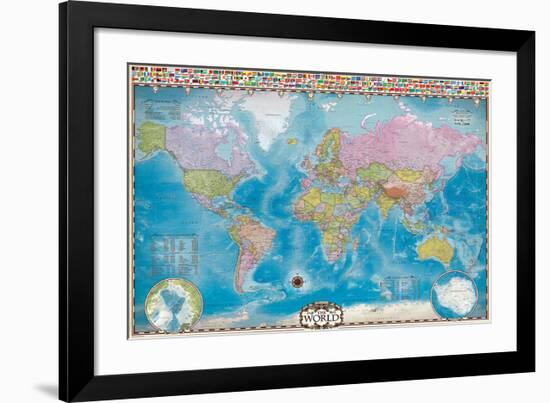 Map of the World with Flags-null-Framed Art Print