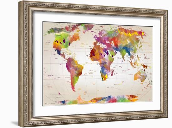 Map of the World-Mark Ashkenazi-Framed Giclee Print