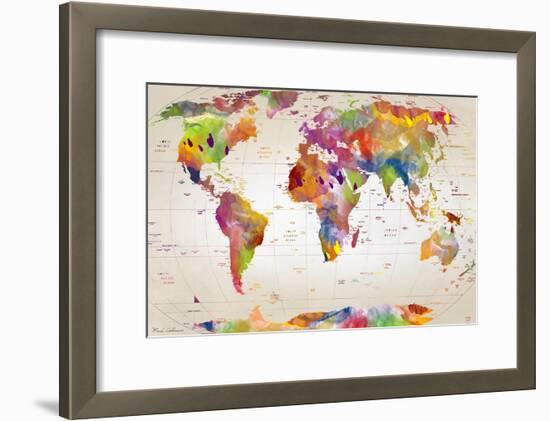 Map of the World-Mark Ashkenazi-Framed Giclee Print