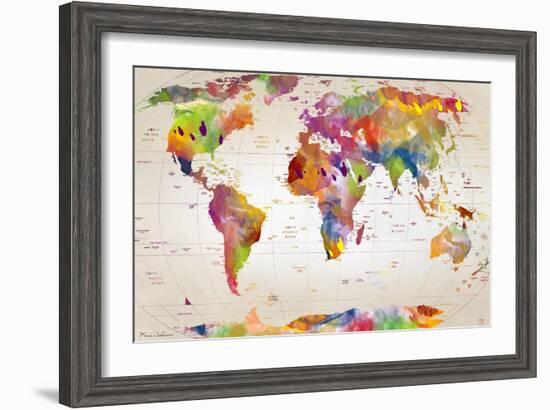 Map of the World-Mark Ashkenazi-Framed Giclee Print