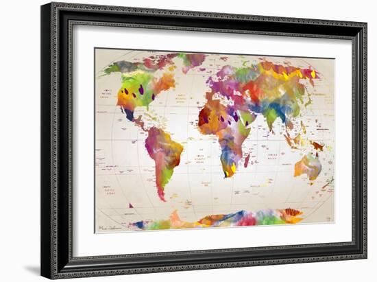 Map of the World-Mark Ashkenazi-Framed Giclee Print