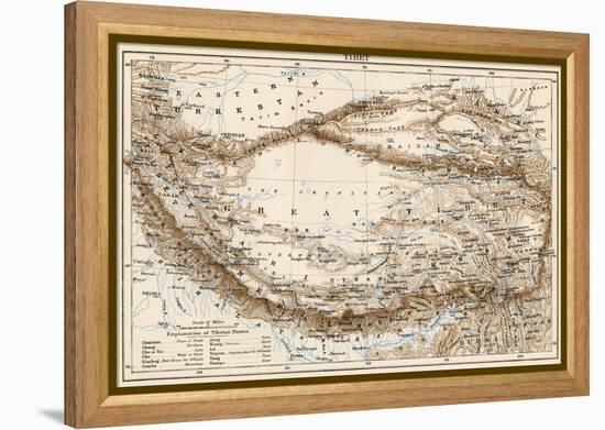 Map of Tibet, 1870s-null-Framed Premier Image Canvas