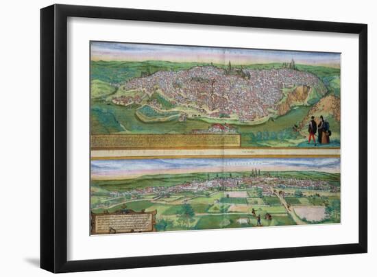 Map of Toledo and Valladolid, from Civitates Orbis Terrarum by Georg Braun-Joris Hoefnagel-Framed Giclee Print