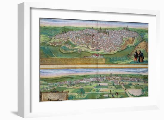 Map of Toledo and Valladolid, from Civitates Orbis Terrarum by Georg Braun-Joris Hoefnagel-Framed Giclee Print